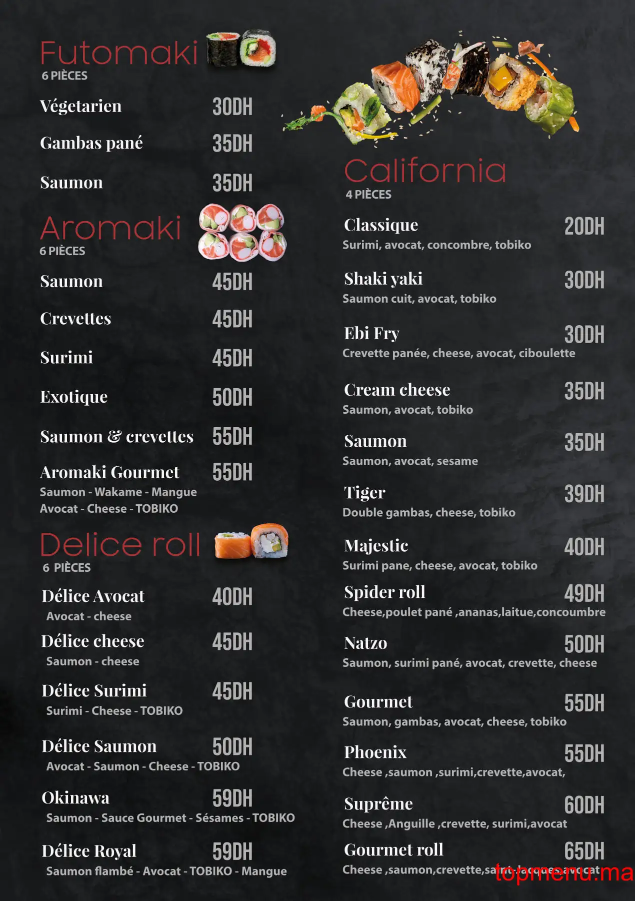 Sushi gourmet menu page 2