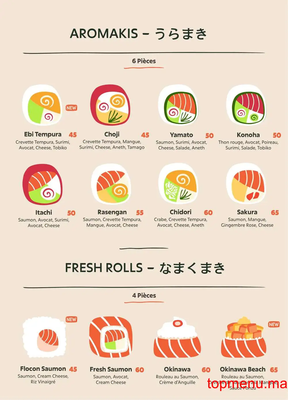 Sushi Hiro menu page 8