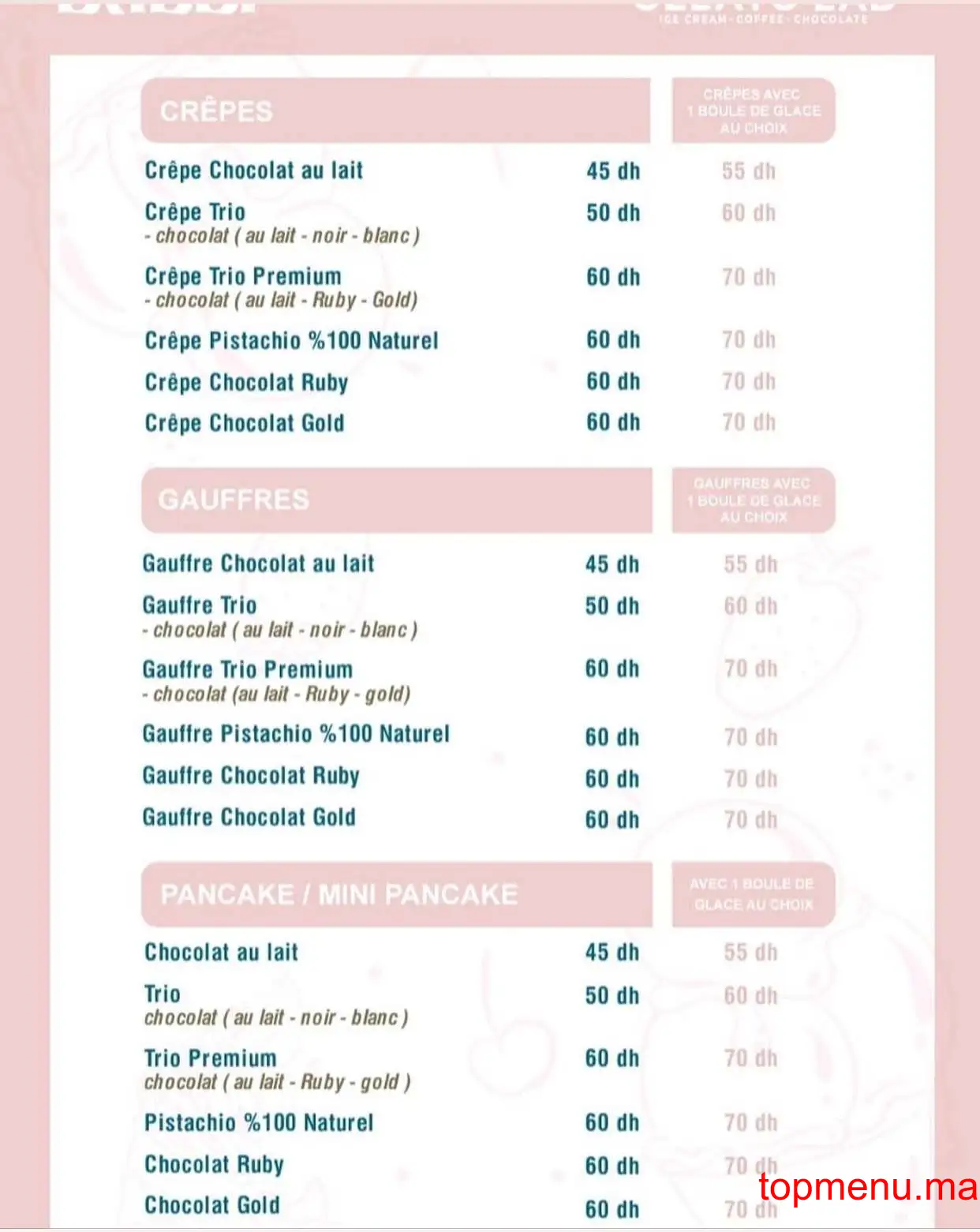 Gelato Lab menu page 6