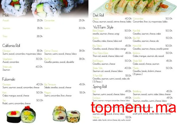 Yo Titam menu page 1