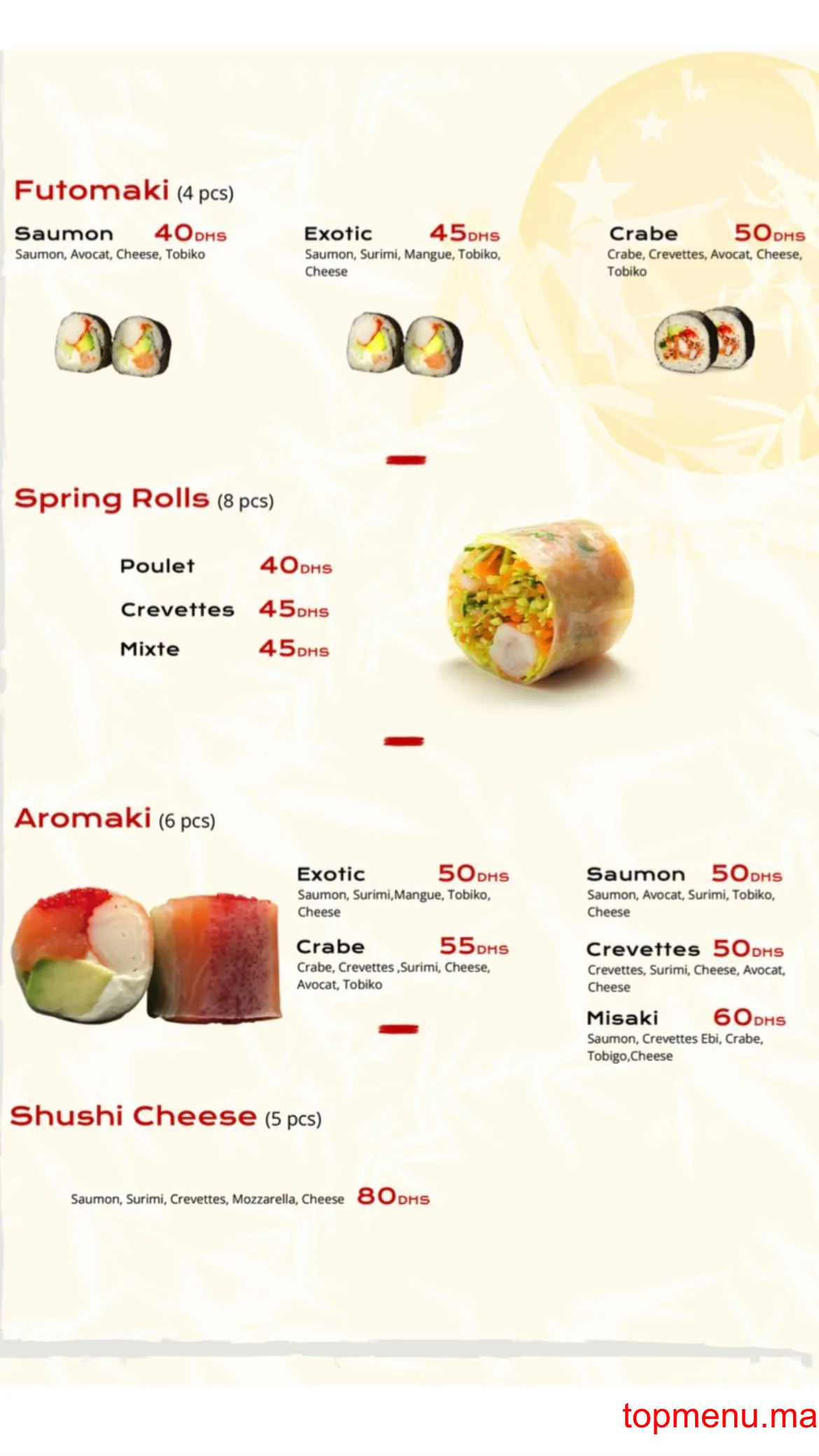 Misaki Sushi menu page 4