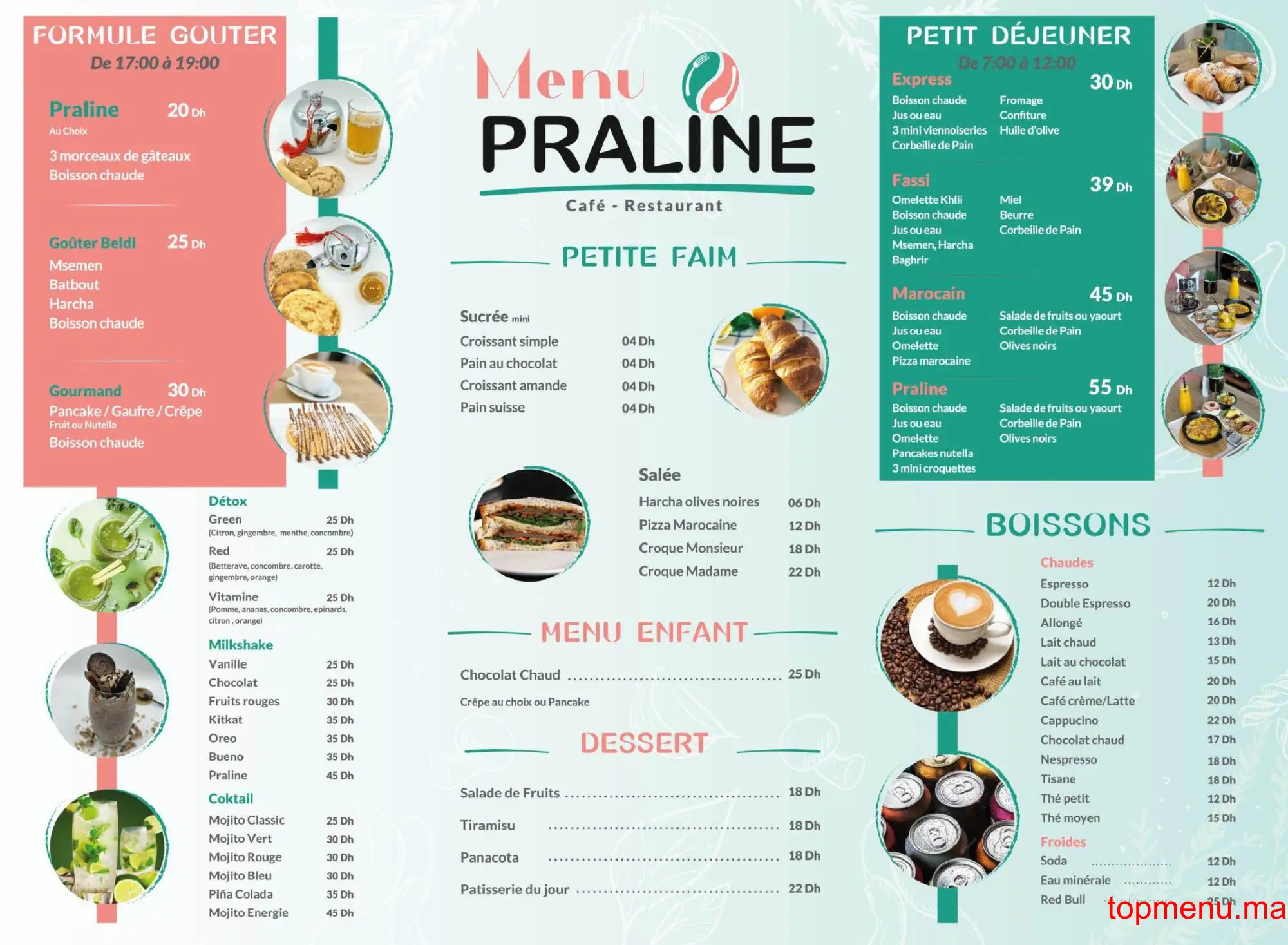 Praline menu page 1