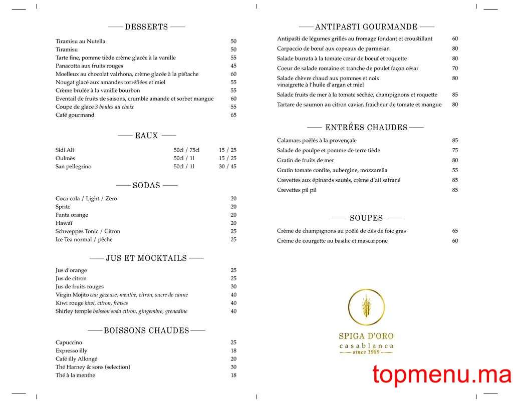 Spiga d’oro menu page 2