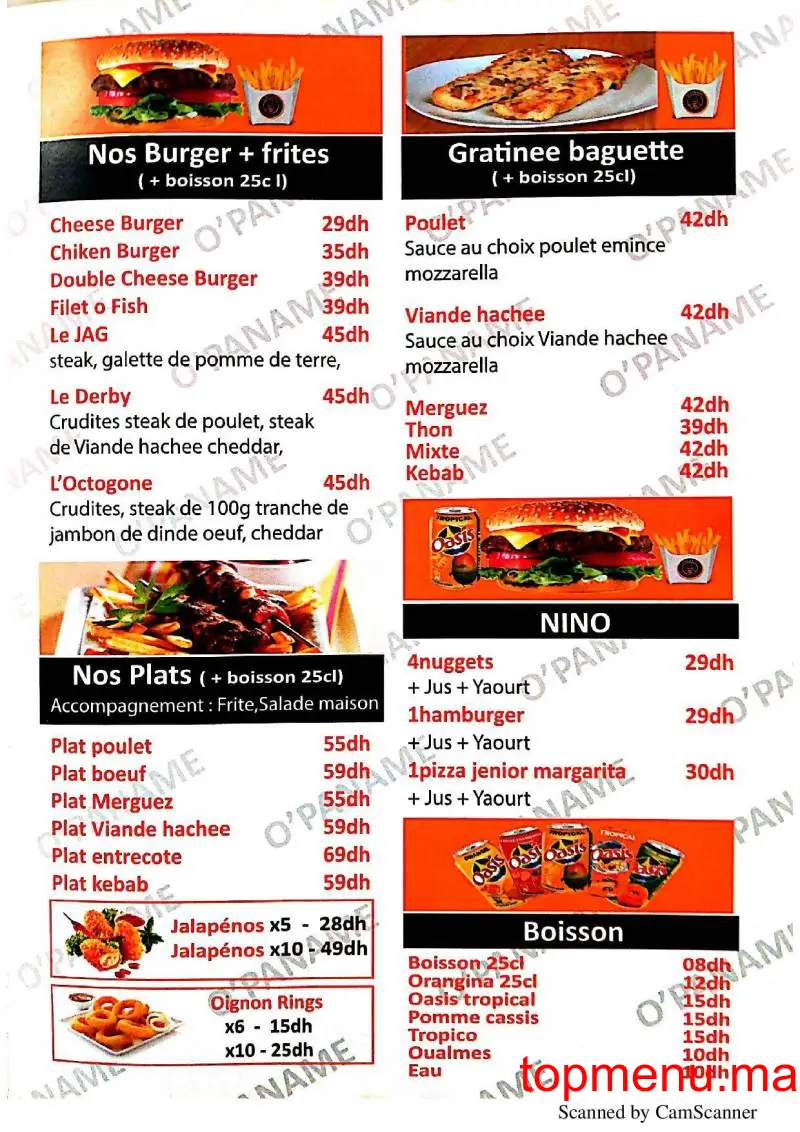 French O’Paname menu page 2