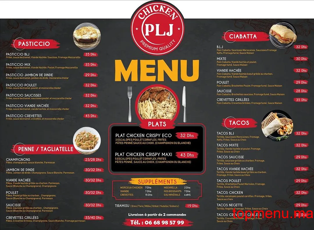 Chicken PLJ menu page 1