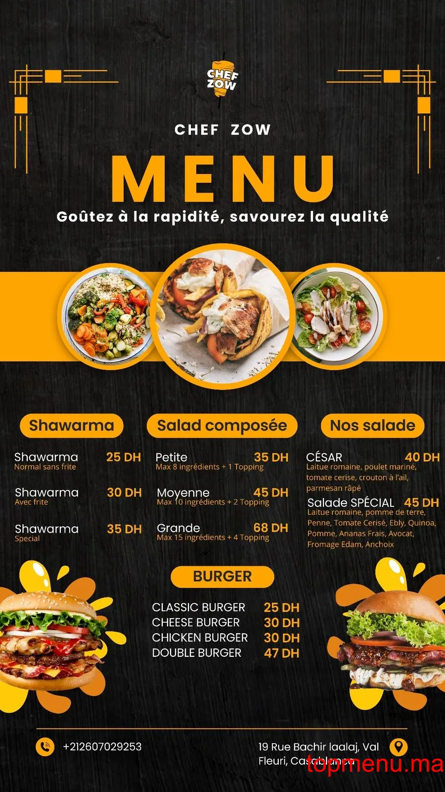 Chef Zow menu page 2