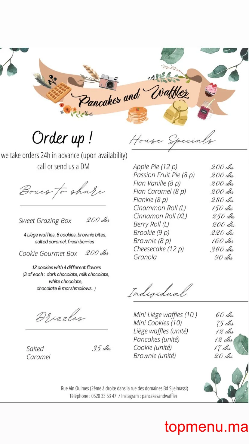 Pancakes and Wafflez menu page 3