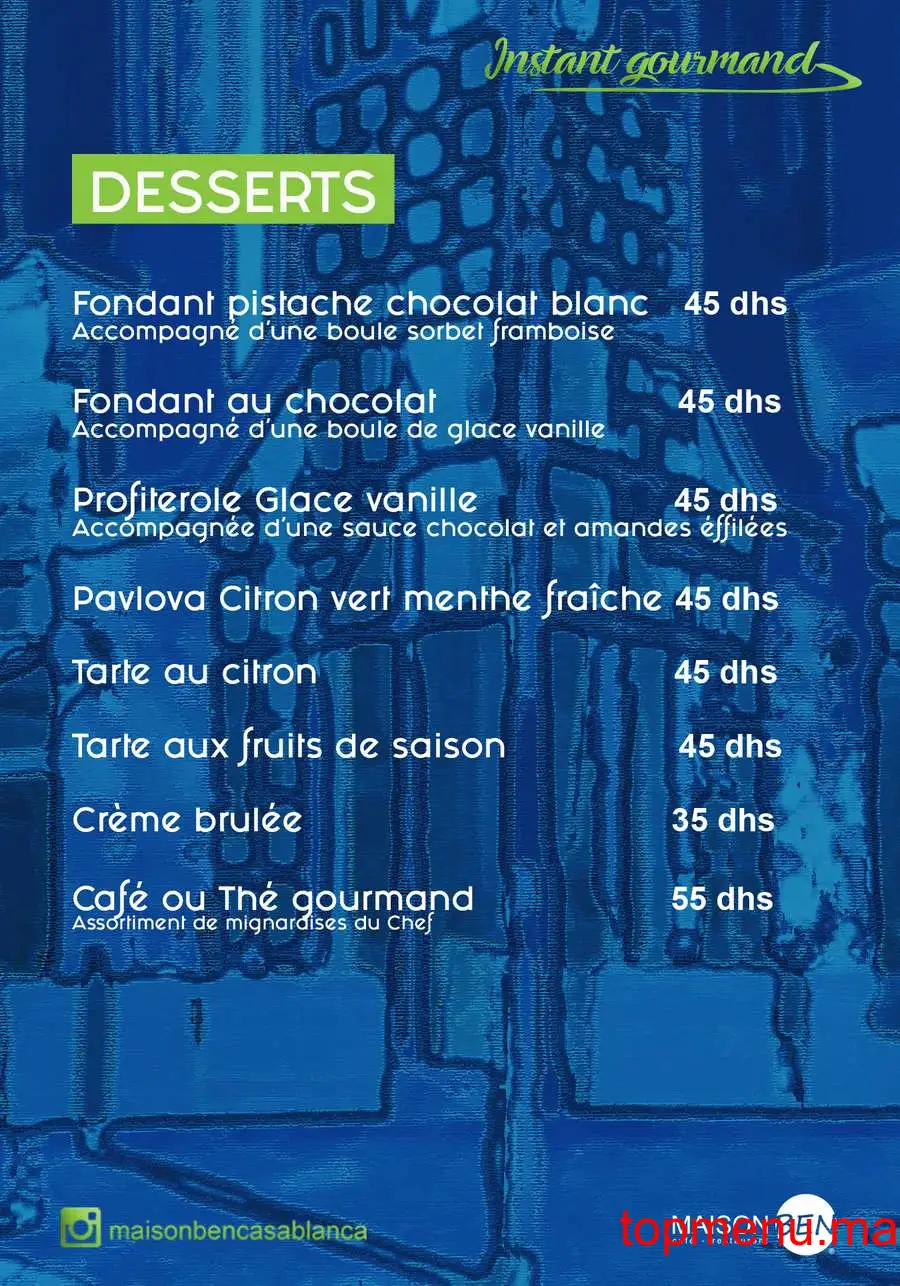 Maison Ben menu page 2