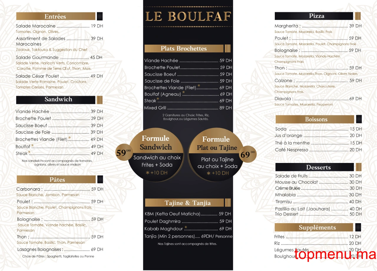 Le Boulfaf menu page 1