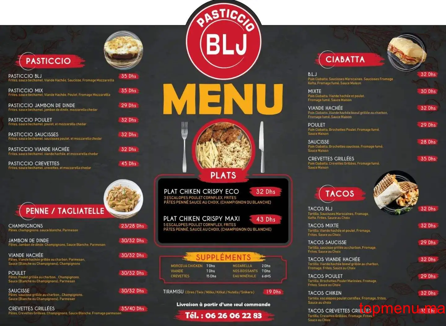 Pasticcio BLJ menu page 1