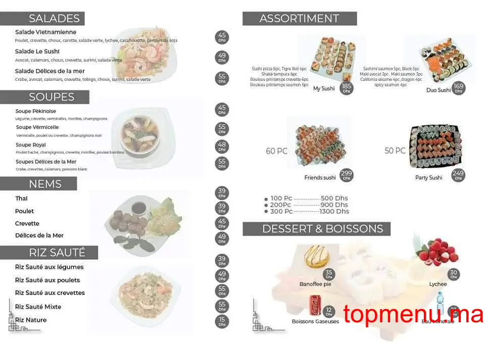 Le Sushi menu page 1