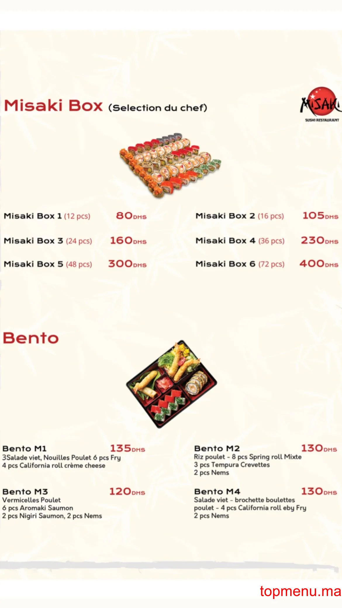 Misaki Sushi menu page 8