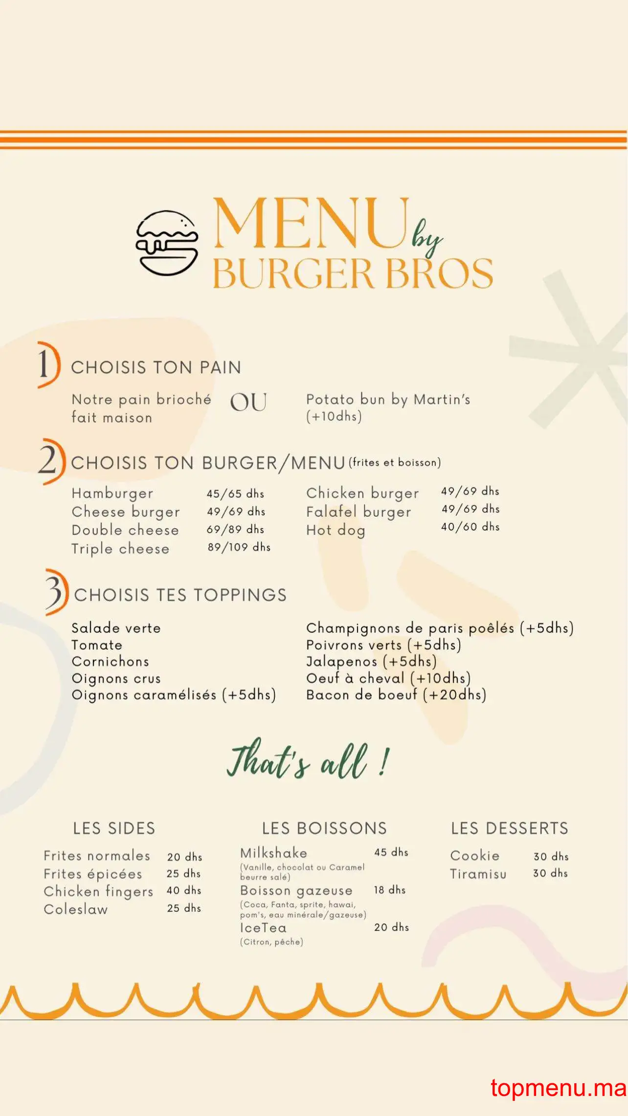 Burger Bros menu page 2