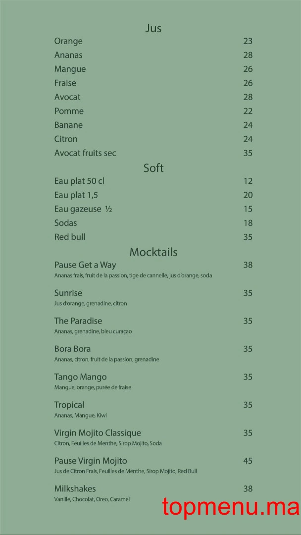 Pause Cafe menu page 22