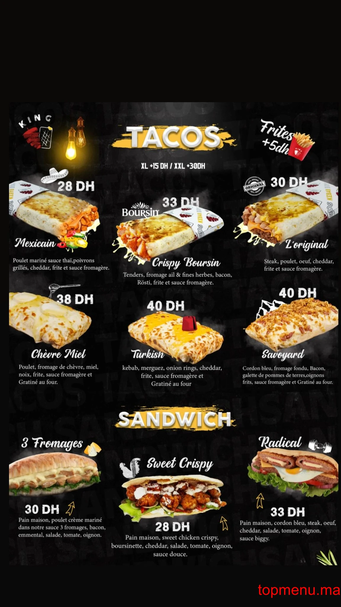 KingTacos menu page 4