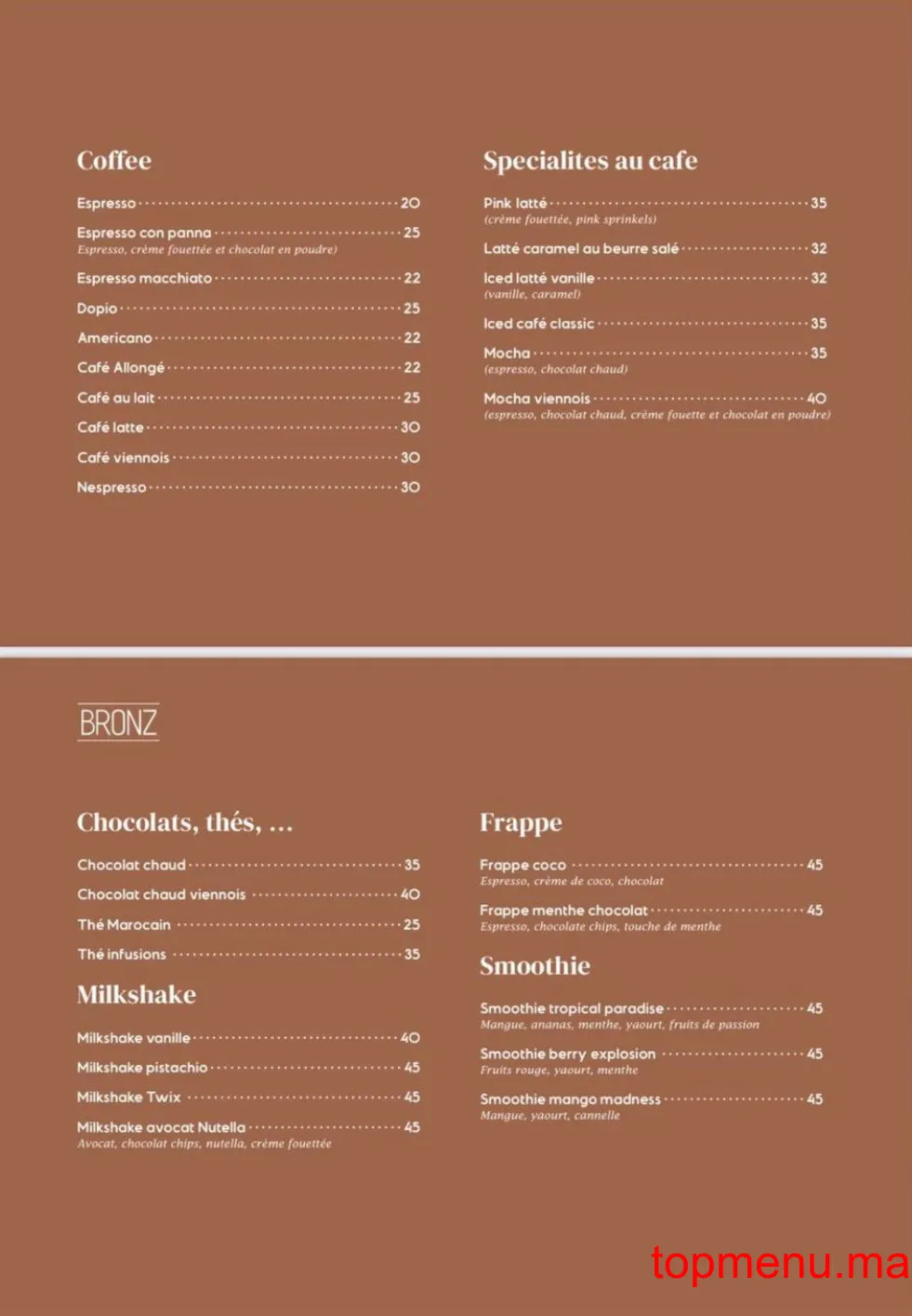 Bronz menu page 2