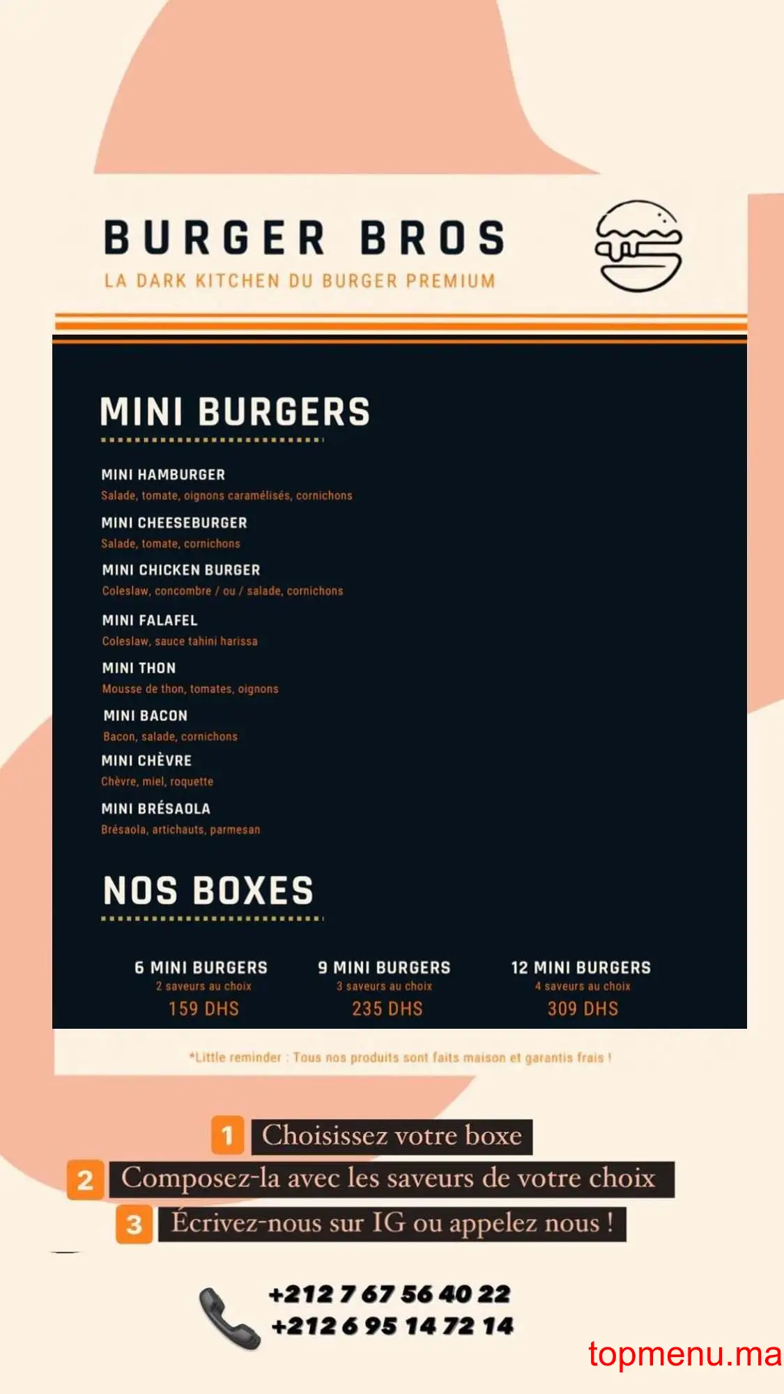 Burger Bros menu page 1