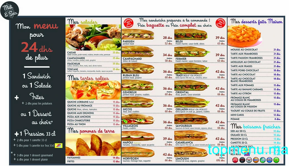 Pomme de Pain Aéroport Mohamed V menu page 4