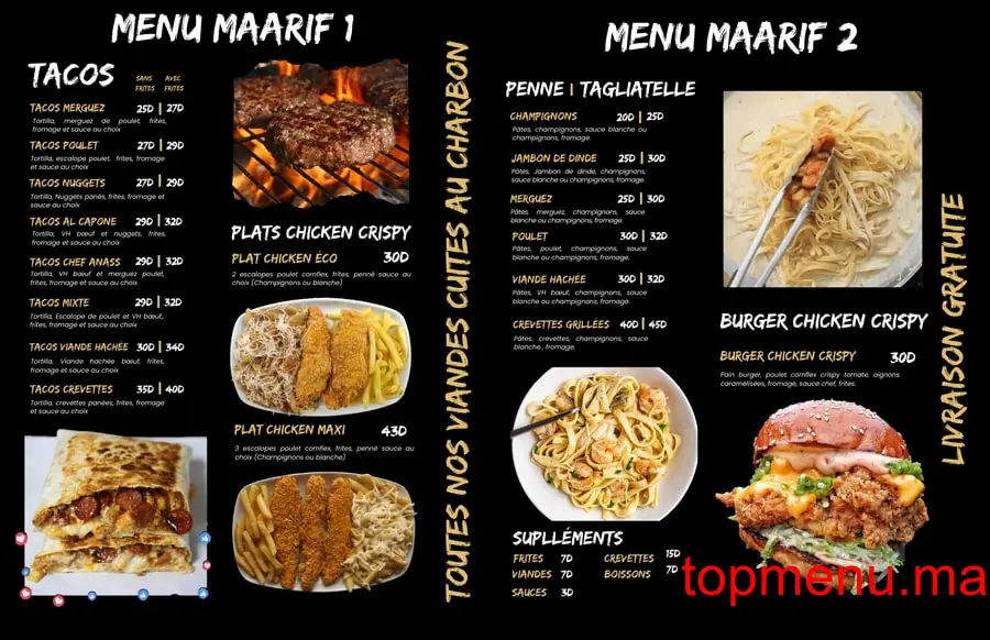 Chef Anass menu page 1