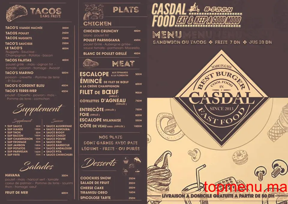 Le Casdal menu page 1