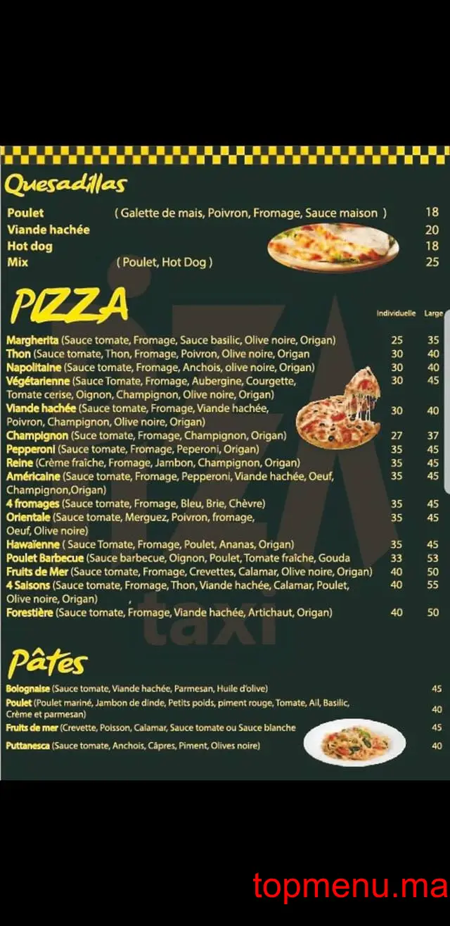 Taxi Pizza menu page 2