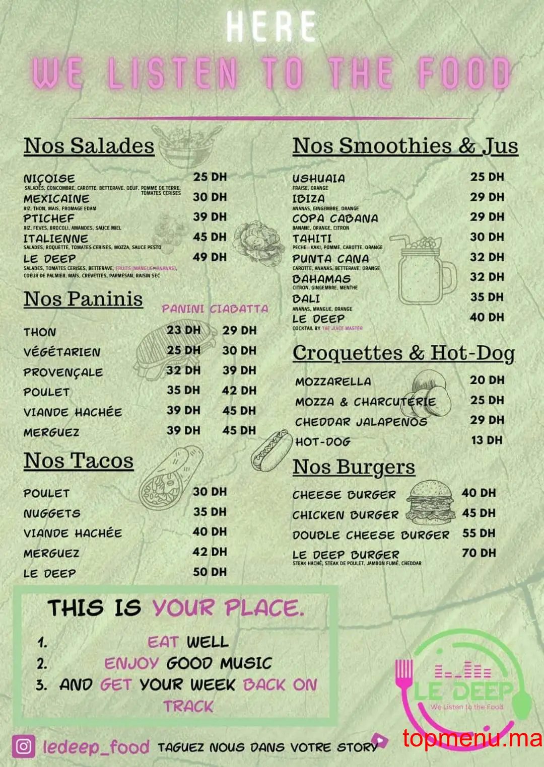 Le Deep Food menu page 1