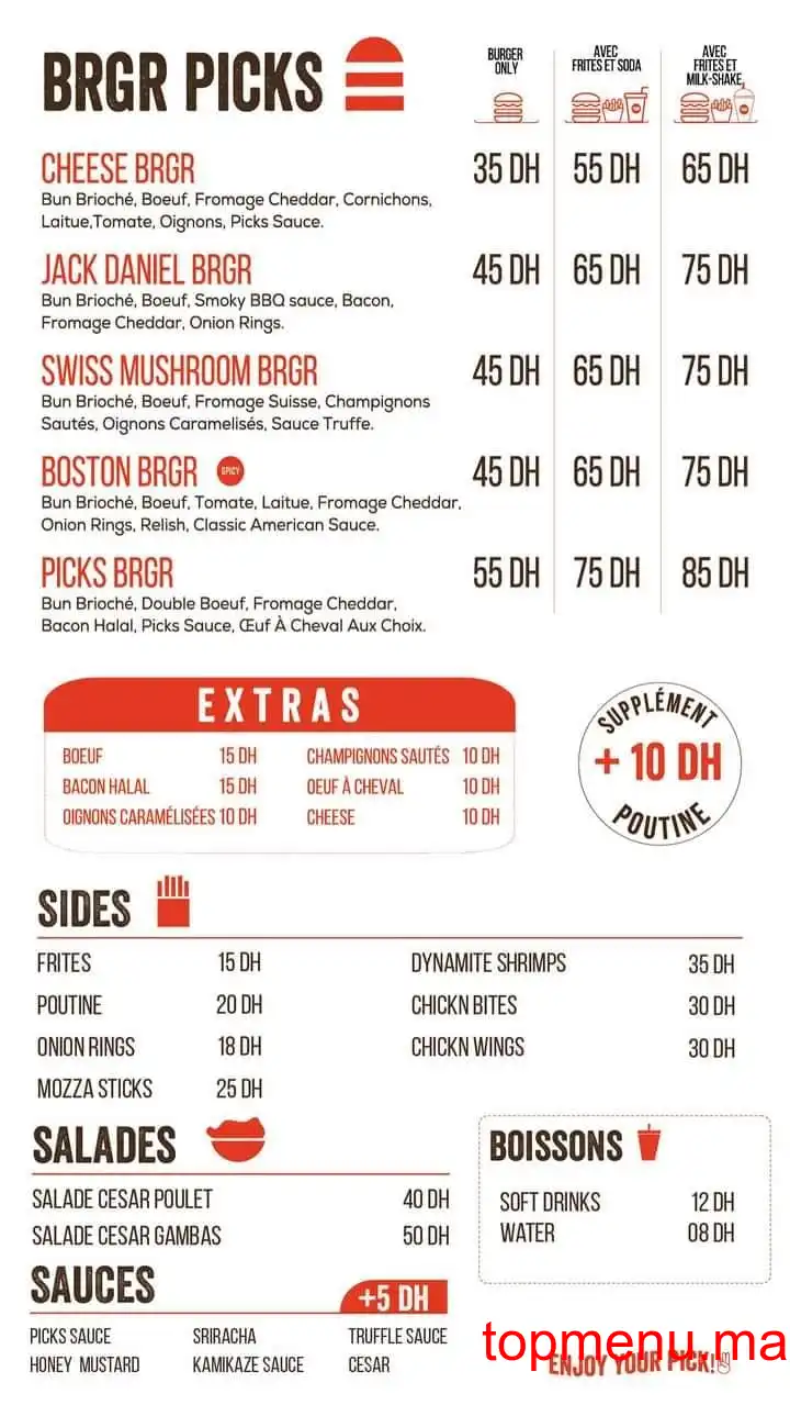 Picks menu page 1