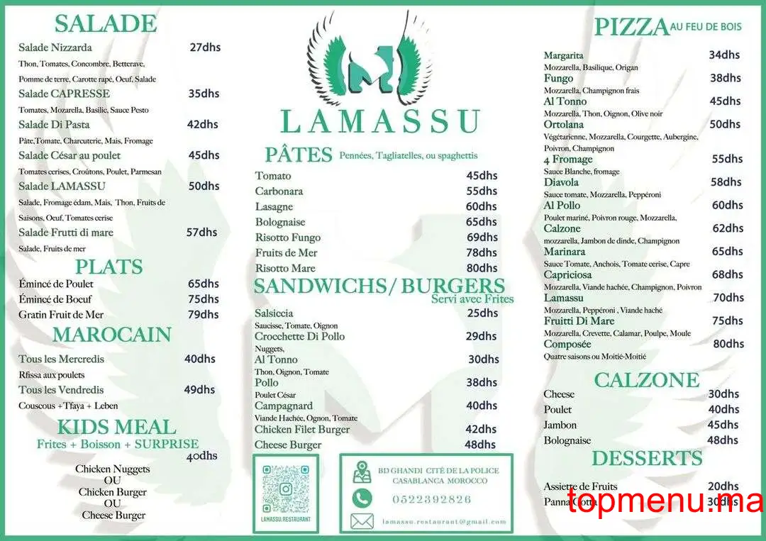 Lamassu menu page 1