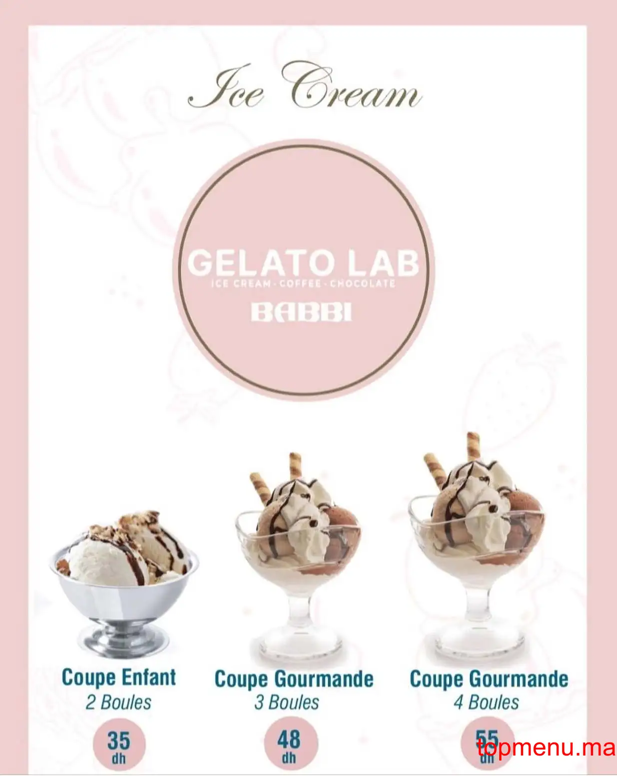 Gelato Lab menu page 2