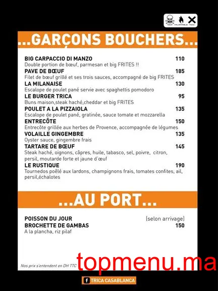 Le TRICA menu page 1