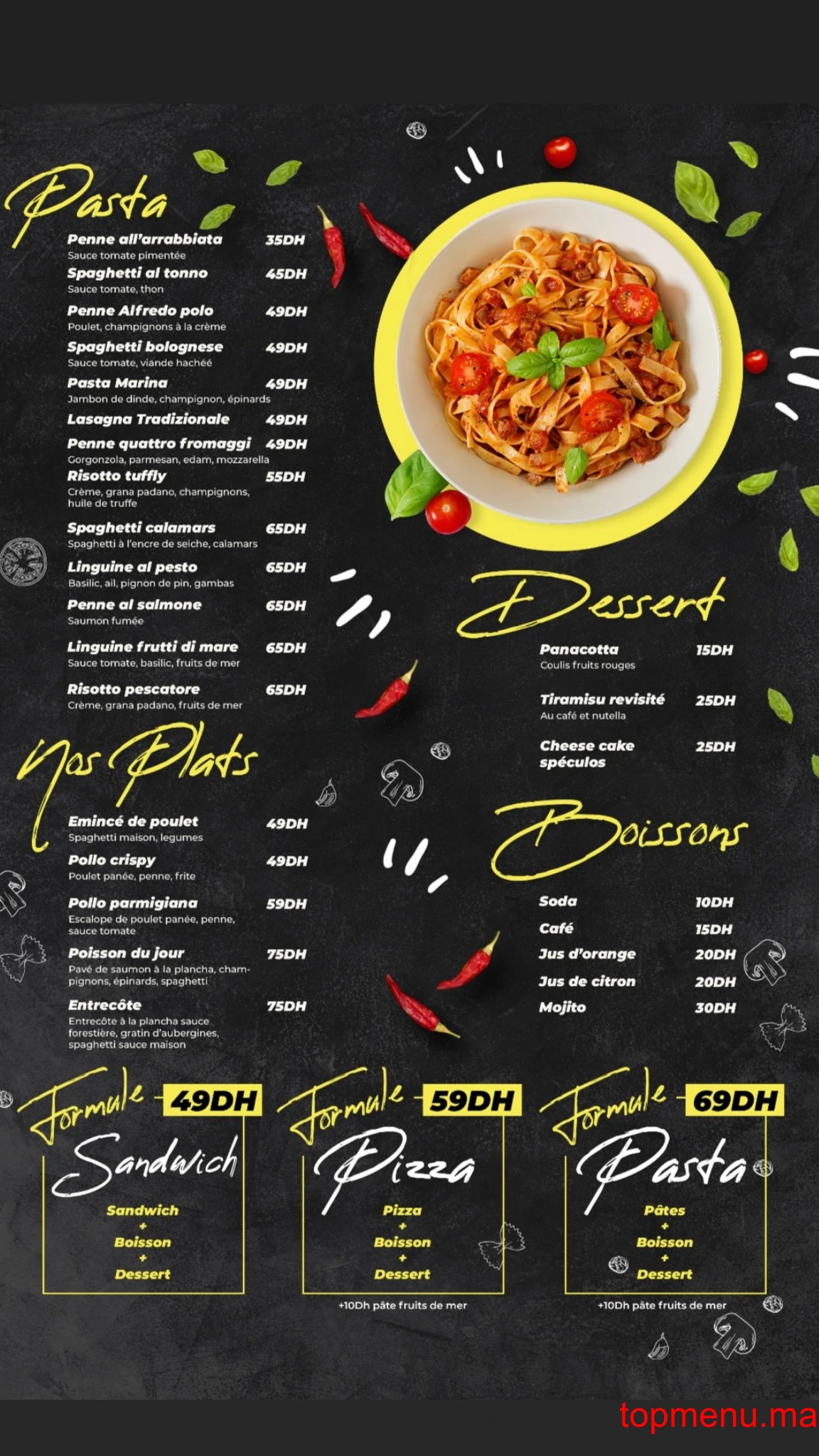 Pasta Marina menu page 1