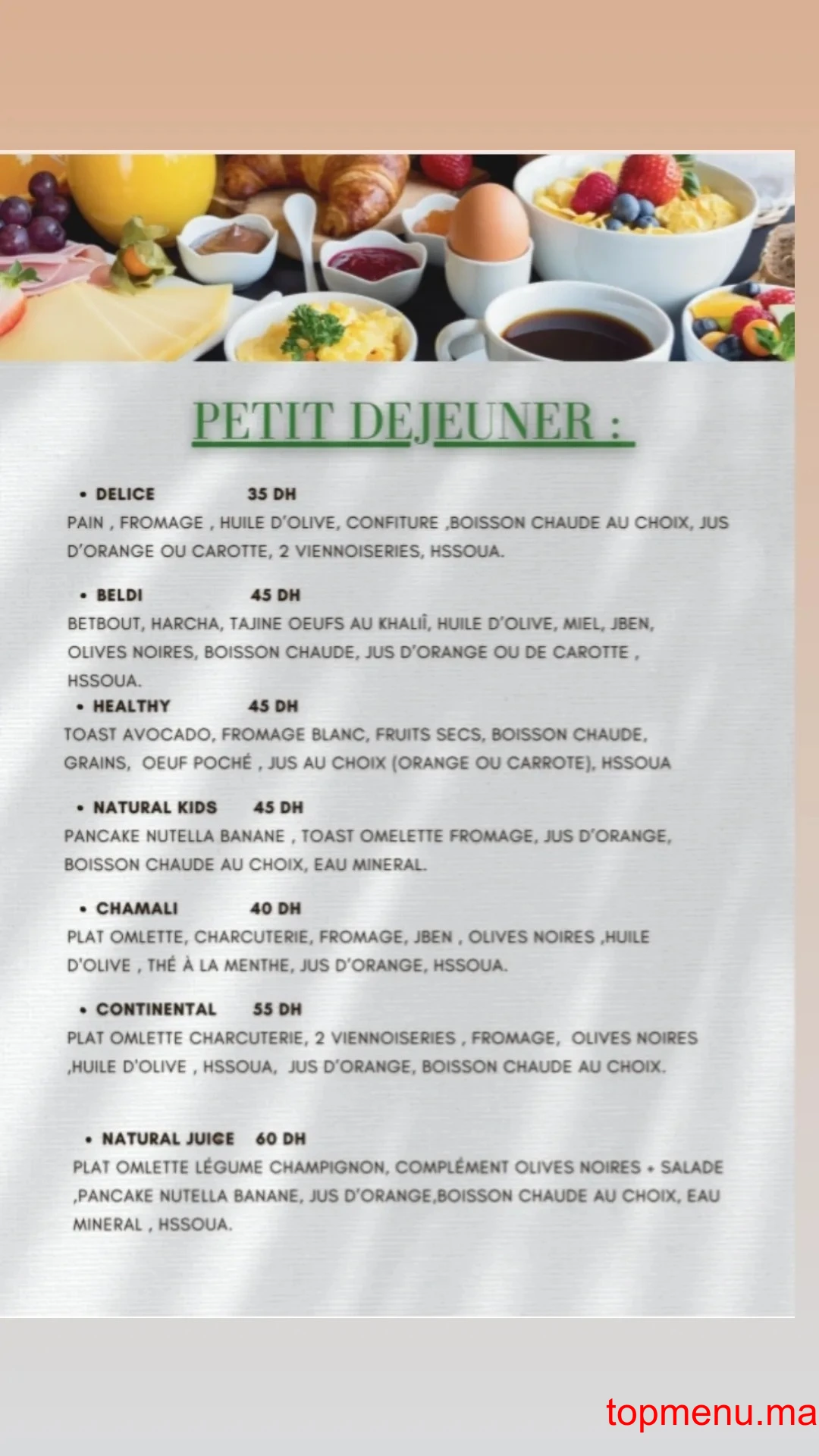 Natural Juice Ghandi menu page 1