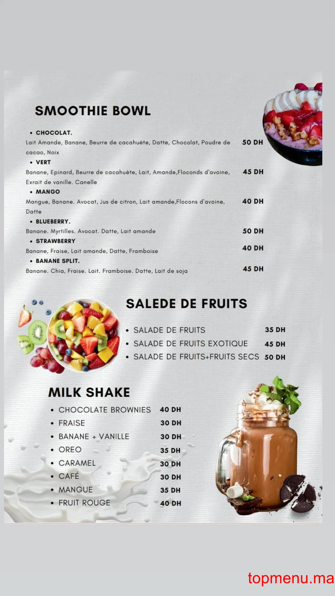 Natural Juice Ghandi menu page 8