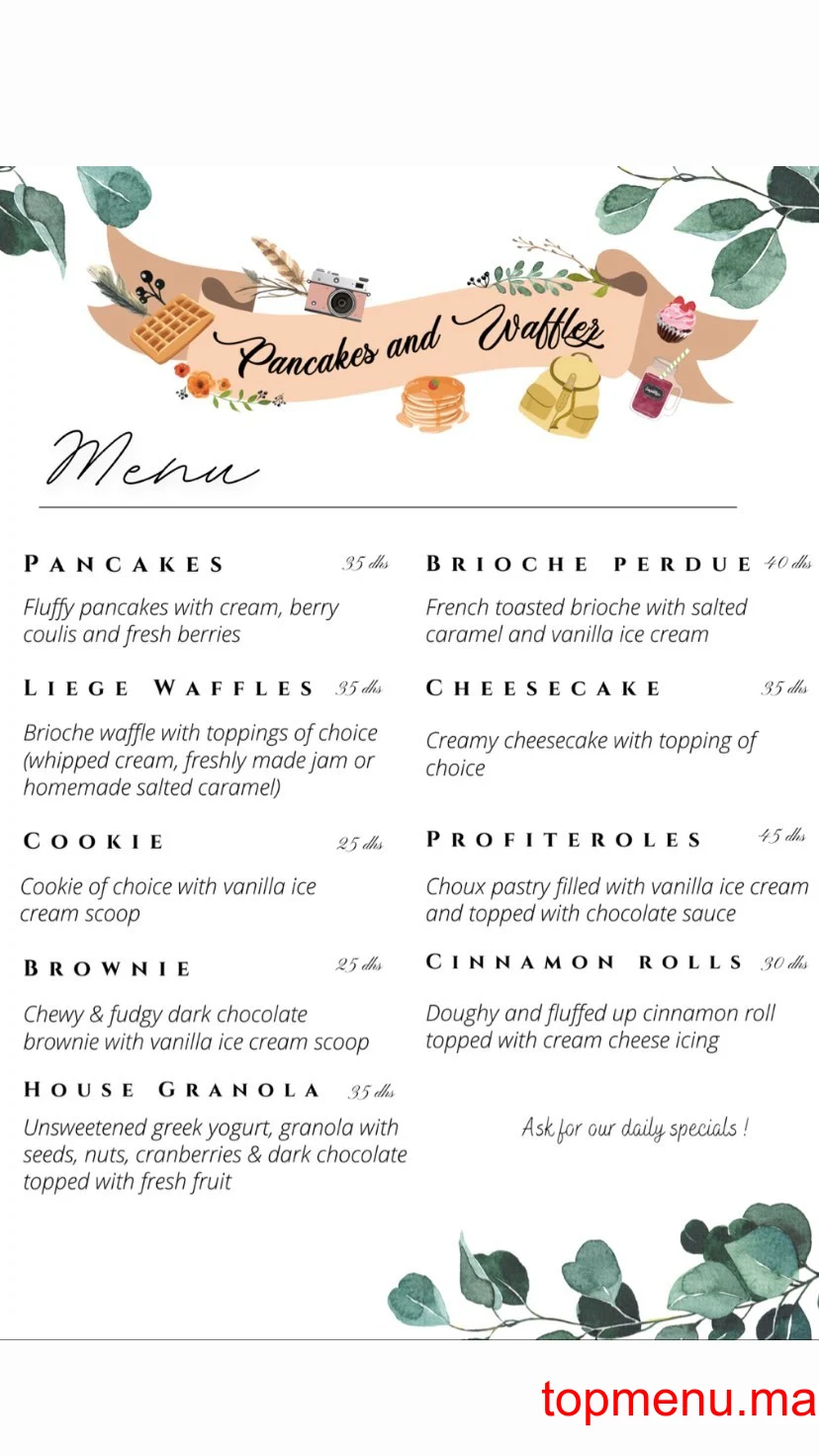 Pancakes and Wafflez menu page 1