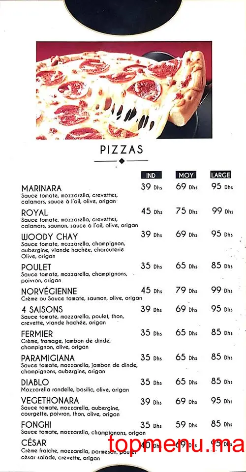 Woody Chay Pizza menu page 1