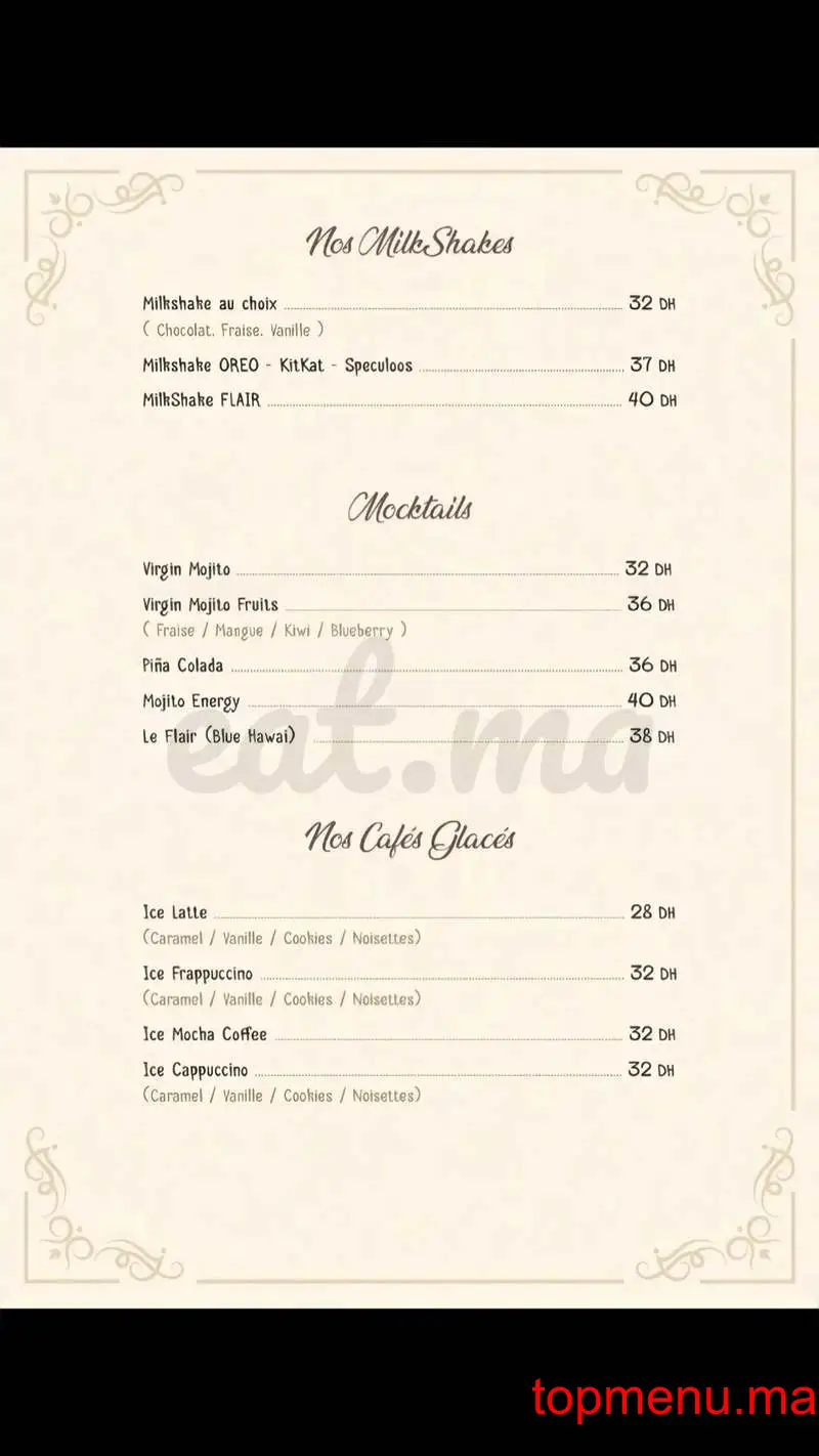 Flair Café Brunch menu page 3