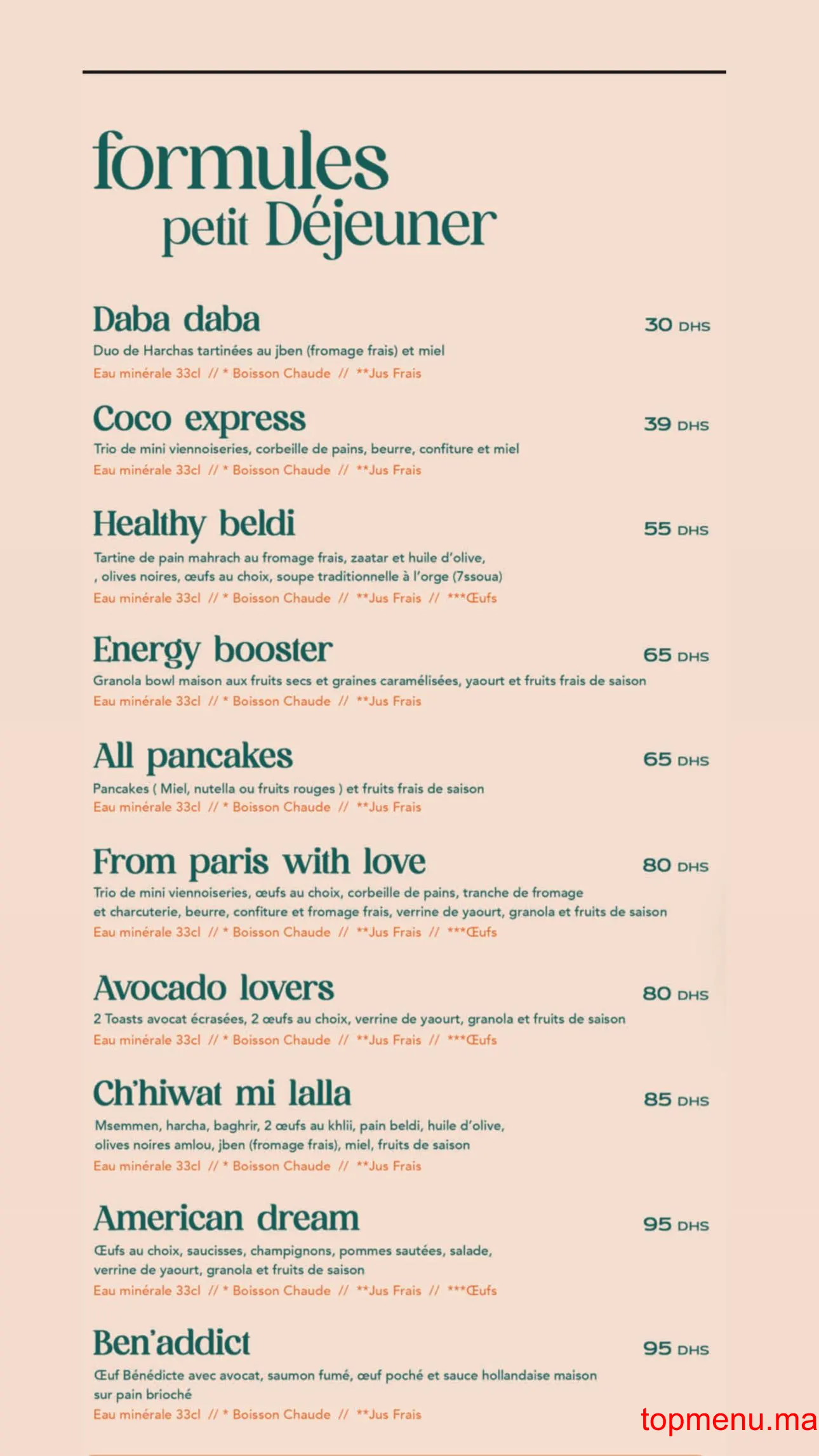 Coco palm menu page 3