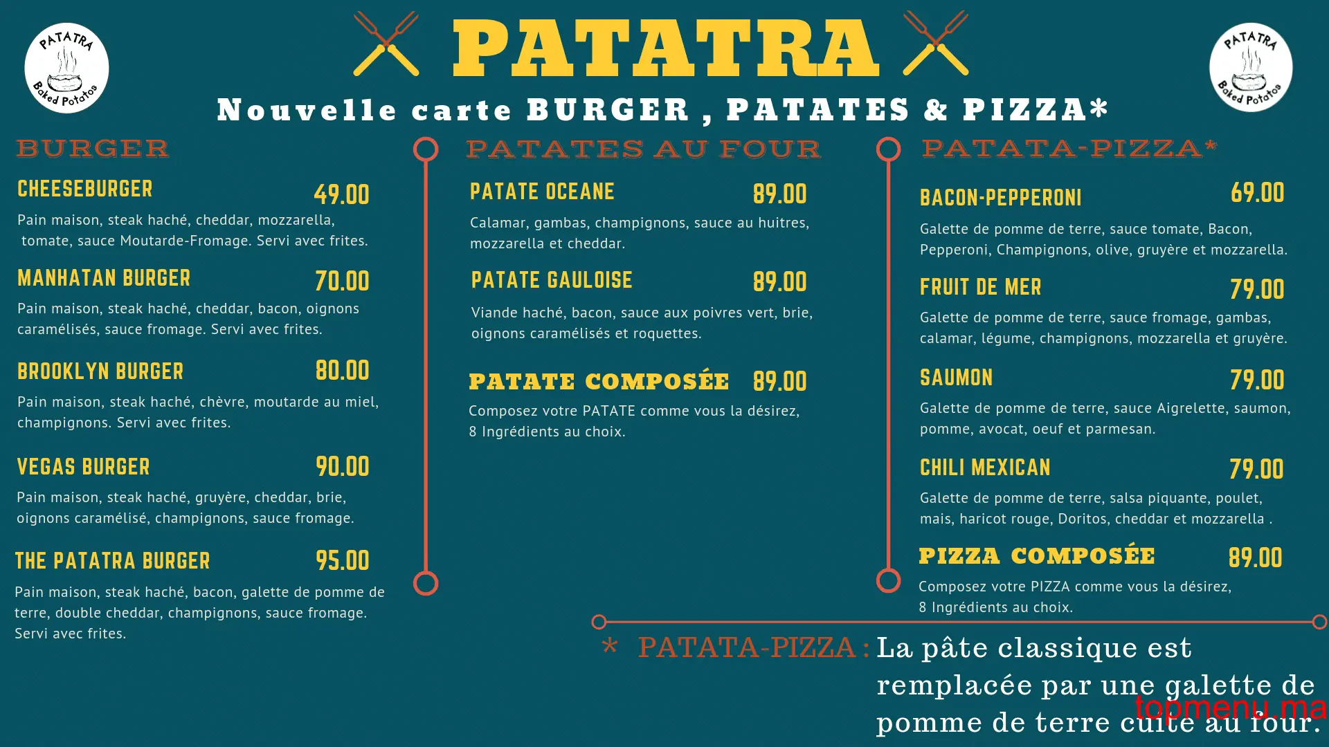 Patatra menu page 1