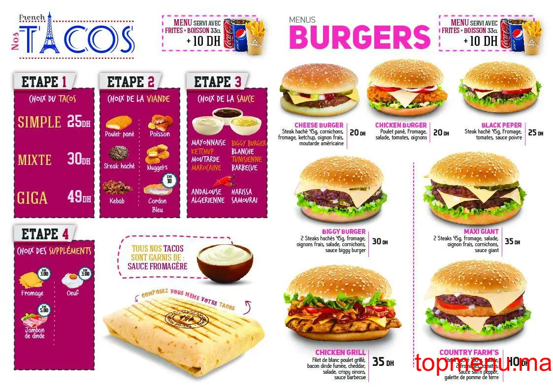 TacosTop Grill menu page 2