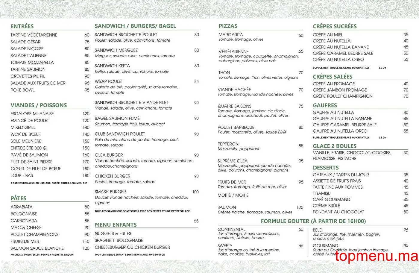 Olea menu page 2