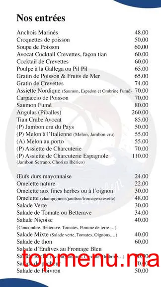 Taverne du dauphin menu page 1