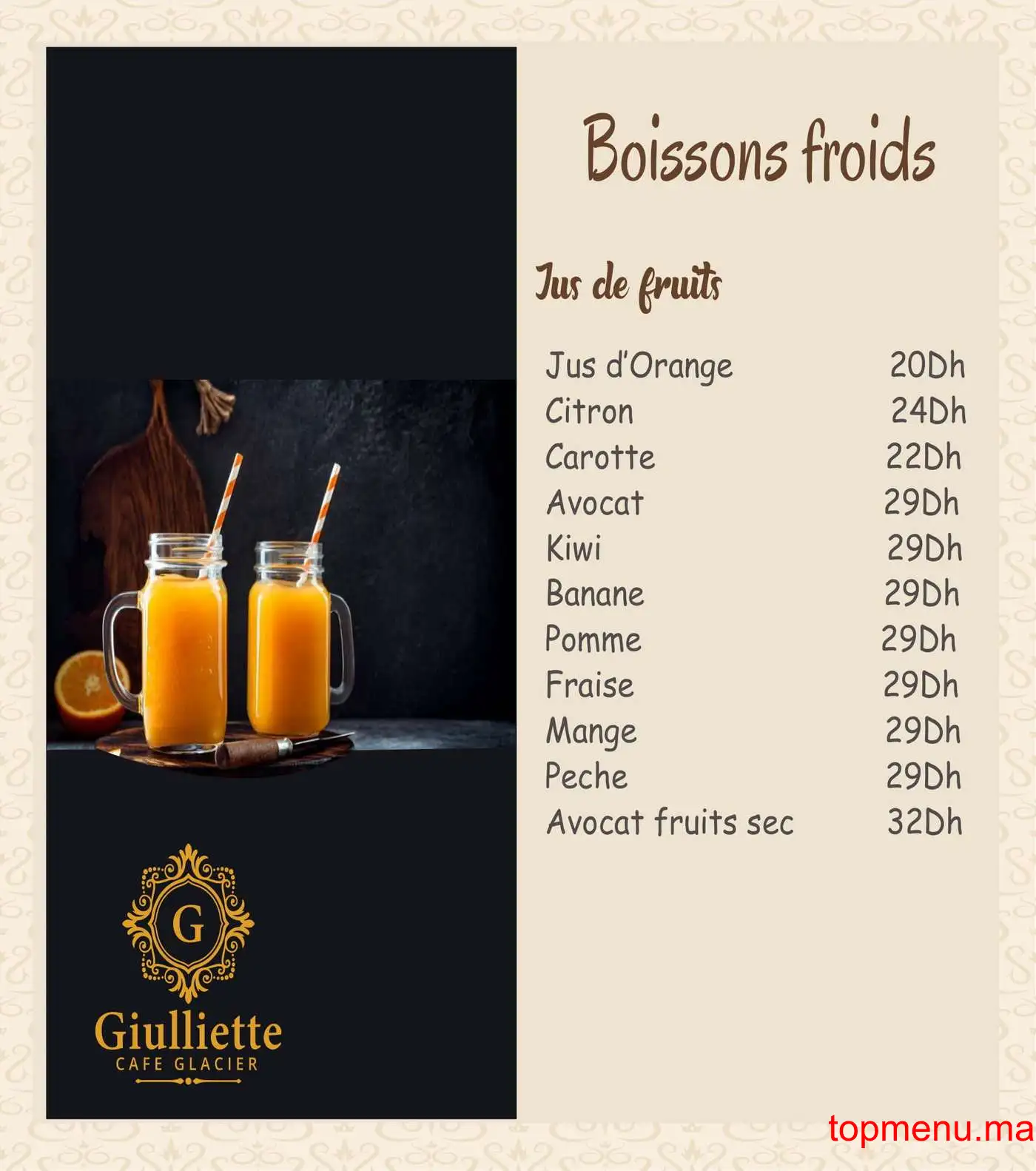 Giuliette café glacier menu page 20