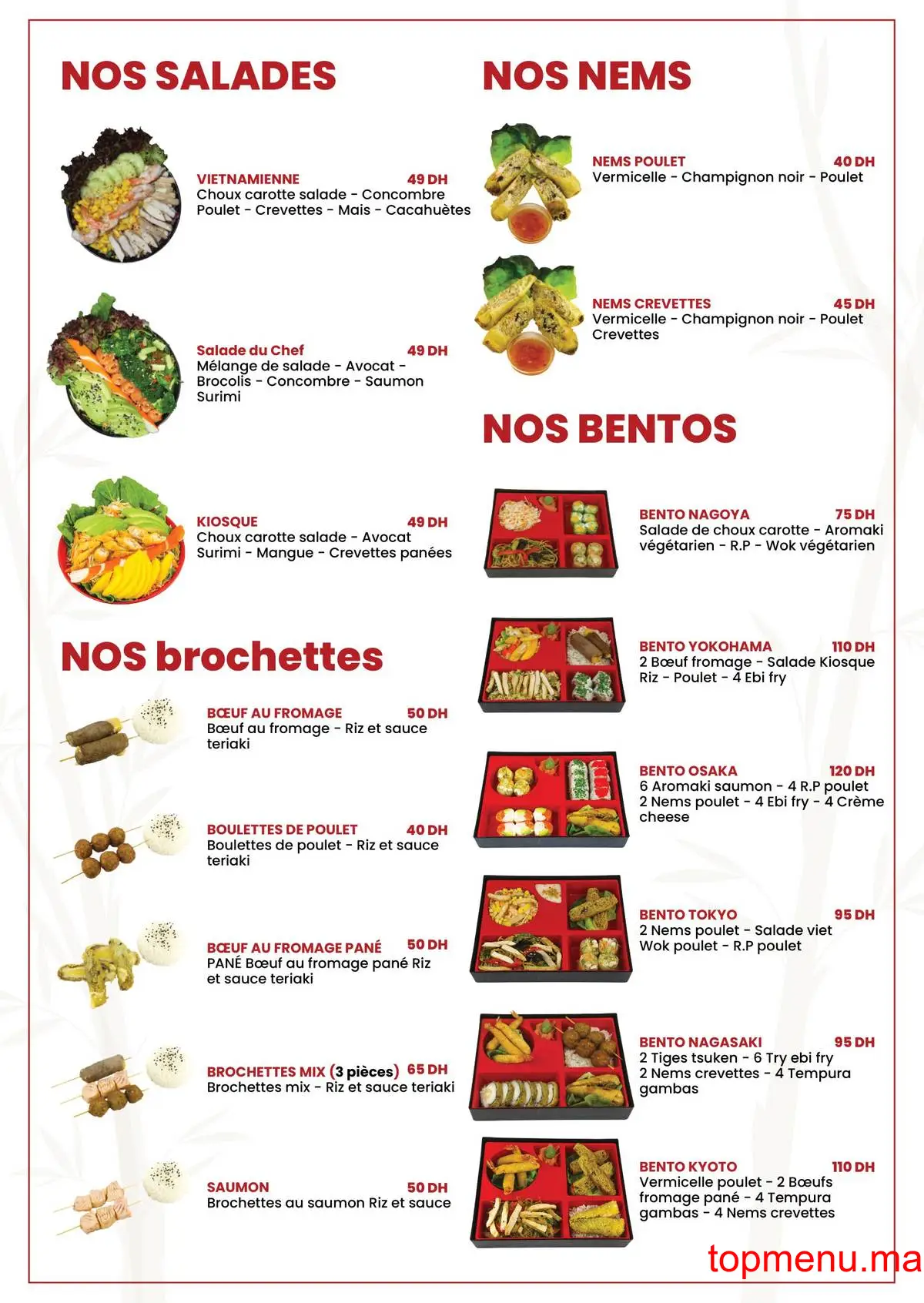 Sushi Kiosque menu page 1