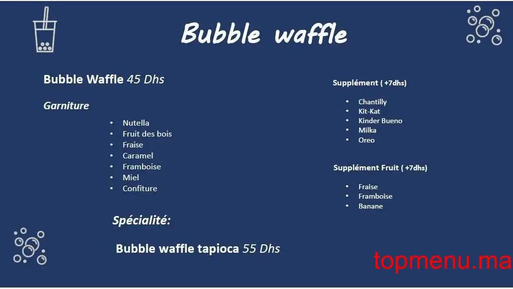 BubbleTea Wadou menu page 1