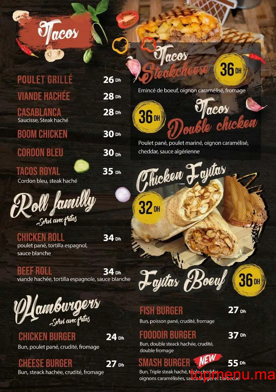 Foodoir menu page 1