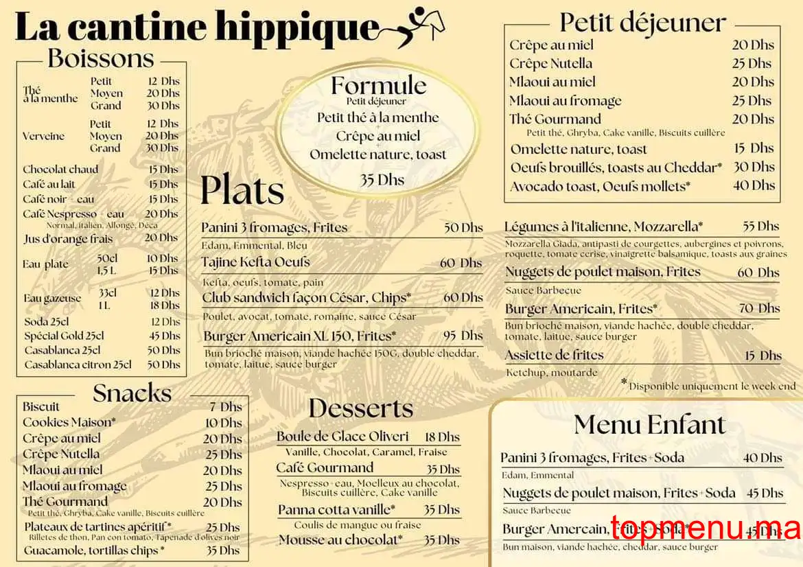 La cantine hippique menu page 1