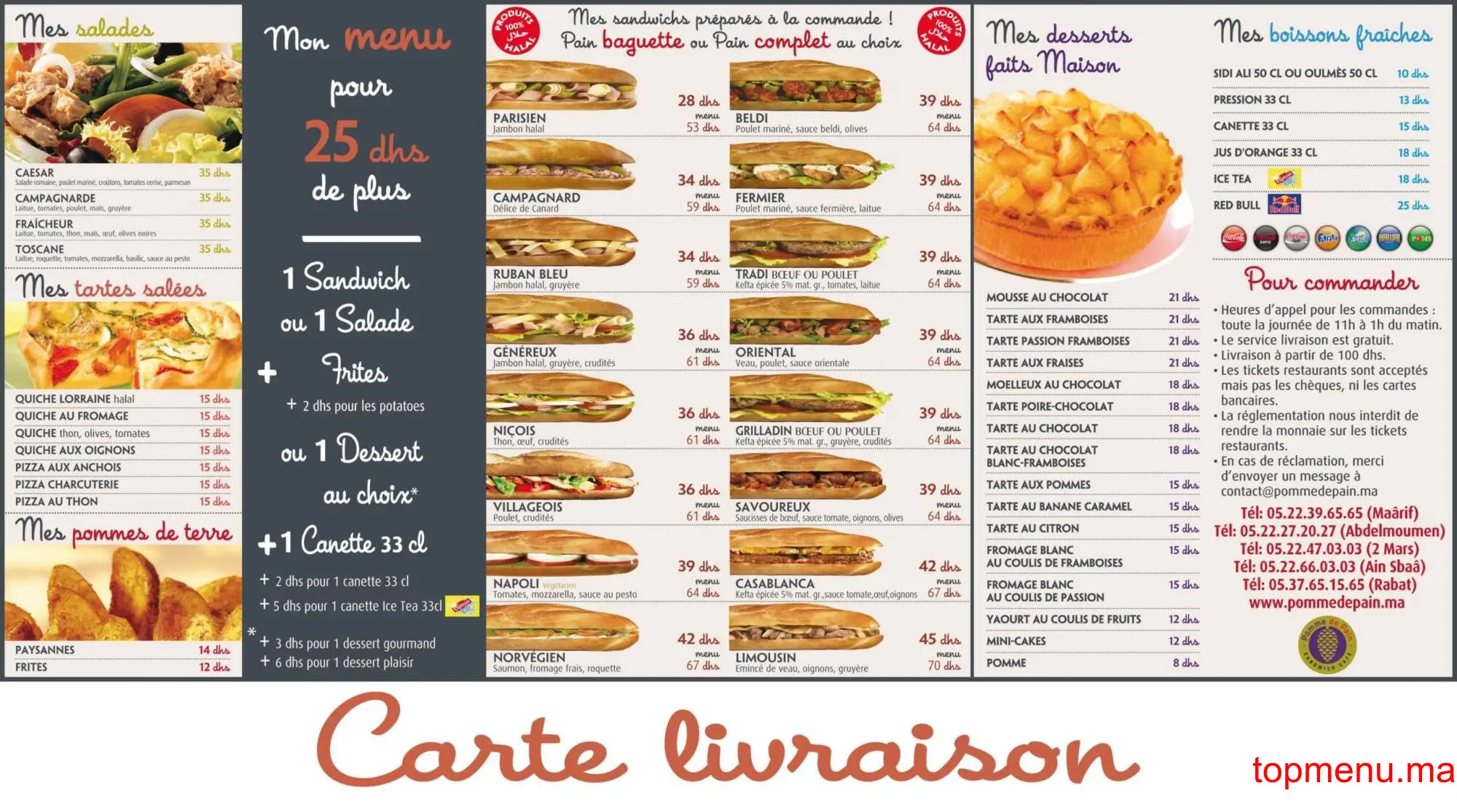 Pomme de Pain Aéroport Mohamed V menu page 1