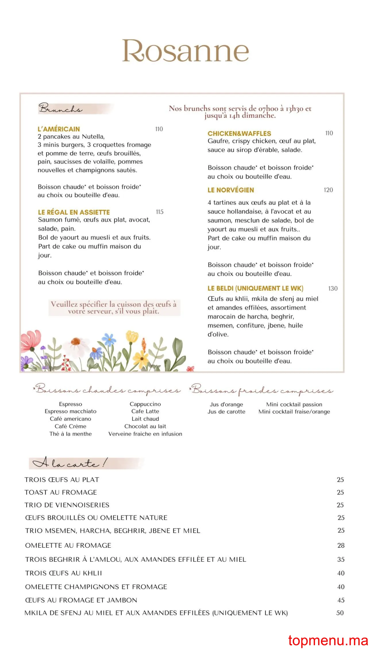 Rosanne menu page 2