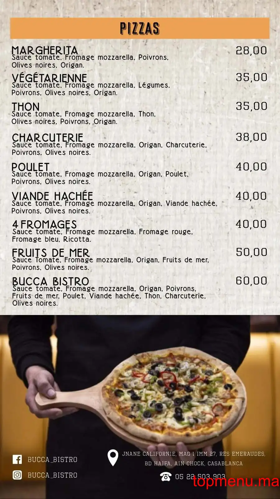 Bucca Bistro menu page 7