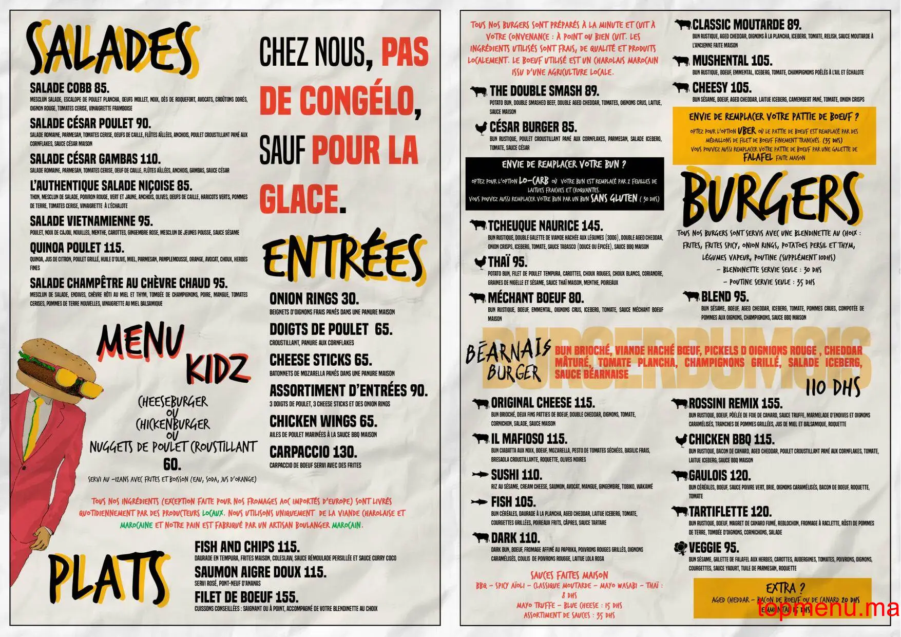 Blend Gourmet Burger menu page 1